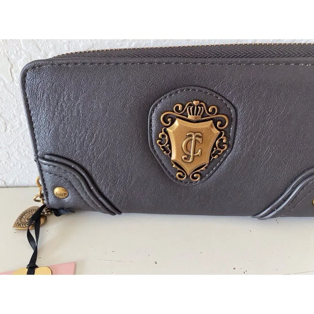 Juicy Couture Juicy Romance Gusset Single Large Zip Around Wallet Chocolate‎ NEW